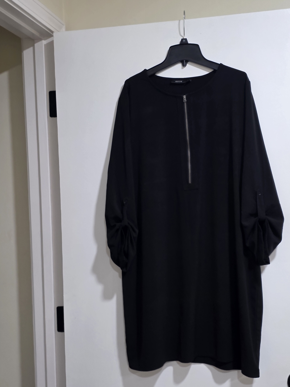 APT. 9 Black Zip Front Balloon Sleeve Shift Dress XL